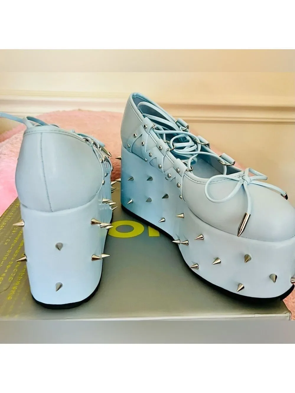 NIB Size 7 Dolls Kill KOI Footwear Zorina Lace Up Platform Ballet Shoes in Blue